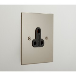 1 Gang 5A Round Pin Unswitched Single Socket in Nickel Silver Plate with Plastic Insert