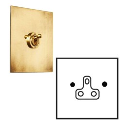 1 Gang 5A Unswitched Round Pin Single Socket in Aged Brass Plate with White Insert by Forbes and Lomax