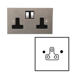 1 Gang 5A Unswitched Single Round Pin Socket in Stainless Steel Plate with Plastic Insert