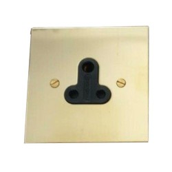 1 Gang 5A Unswitched Single Round Pin Socket in Unlacquered Brass Plate with Plastic Insert