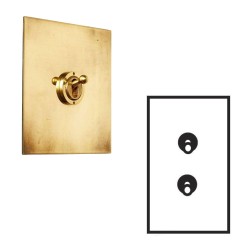 2 Gang 20A Vertical Switch: 1 x 2 Way and 1 x Intermediate Dolly Switch in Aged Brass from Forbes and Lomax