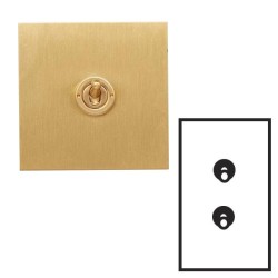 2 Gang 20A Vertical Switch: 1 x 2 Way and 1 x Intermediate Dolly Switch in Brushed Brass from Forbes and Lomax
