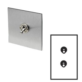 2 Gang 20A Vertical Switch: 1 x 2 Way and 1 x Intermediate Dolly Switch in Stainless Steel from Forbes and Lomax