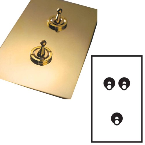 3 Gang 2 Way 20A Vertical Plate Dolly Switch in Unlacquered Brass from Forbes and Lomax