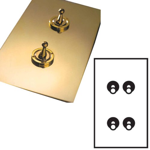 4 Gang 2 Way 20A Vertical Plate Dolly Switch in Unlacquered Brass from Forbes and Lomax