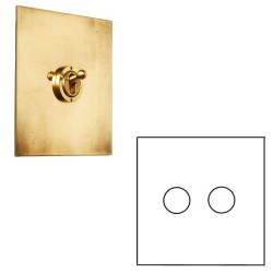 2 Gang Dimmer Flat Plate in Aged Brass - Grid, Plate and Knobs only, Forbes and Lomax