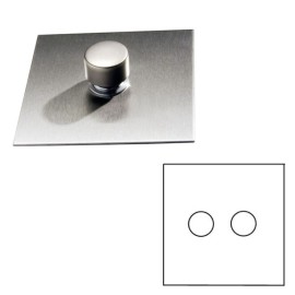 2 Gang Dimmer Flat Plate in Stainless Steel - Grid, Plate and Knobs only, Forbes and Lomax