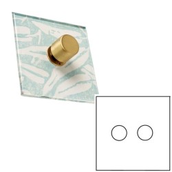2 Gang 200W Halogen / 2 x 0-120W Trailing Edge Rotary LED Dimmer Invisible Plate with Brushed Brass Knob