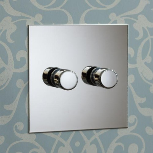 2 Gang 250W Loading Rotary Dimmer in Nickel Silver Plate and Knob from Forbes and Lomax