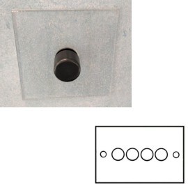 4 Gang Dimmer Invisible Plate with Antique Bronze (Transparent Plate) - Grid, Plate and Knobs only