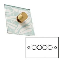 4 Gang Push On/Off Rotary Switch on Double Plate Invisible Plate with Brushed Brass Knob