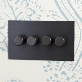 4 Gang Dimmer Flat Plate in Antique Bronze - Grid, Plate and Knobs only, Forbes and Lomax