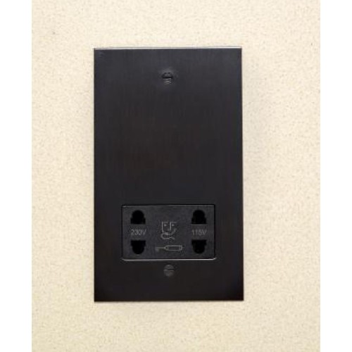 1 Gang Dual Voltage Shaver Socket in Antique Bronze Plate with Black Insert from Forbes and Lomax