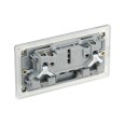 Screwless 2 Gang 13A Switched Double Socket Brushed Steel Grey Trim Flat Plate BG Nexus FBS22G-01
