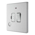 Screwless Switched 13A Fused Spur with Neon and Cable Outlet Brushed Steel Flat Plate BG Nexus FBS53-01