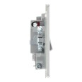 Screwless Switched 13A Fused Spur with Neon and Cable Outlet Brushed Steel Flat Plate BG Nexus FBS53-01