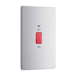 Screwless 45A Red Rocker Cooker Switch Double Plate with Power Indicator Flat Plate BG Nexus FBS72-01