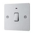 1 Gang 20A Double Pole Switch with Indicator Brushed Steel Flat Plate with Screws BG Nexus SBS31