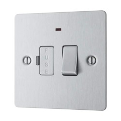 1 Gang 13A Switched Spur with Indicator Brushed Steel Flat Plate with Screws, Fused Connection Unit BG Nexus SBS52