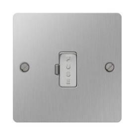 13A Unswitched Spur with Power Indicator, Single Fused Connection Unit Brushed Steel Flat Plate with Screws BG Electrical SBS54
