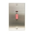 1 Gang 45A DP Cooker Switch with Neon on Vertical Double Flat Plate Brushed Steel