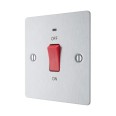 1 Gang 45A DP Red Rocker Cooker Switch with Indicator Flat Plate Brushed Steel with Screws BG Nexus SBS74