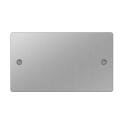 2 Gang Blank Plate in Brushed Stainless Steel Flat Plate with Screws, BG Nexus SBS95 Double Blanking