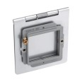 1 Gang 2 Euro Module Floor Hinged Cover in Brushed Steel (square) with Screws BG SBSEMS2/FR-02 Front Plate (ideal for Floor Sockets)