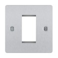 1 Gang Euro Plate in Brushed Steel for a Single Module, Euro Front Flat Plate with Screws BG Nexus SBSEMS1