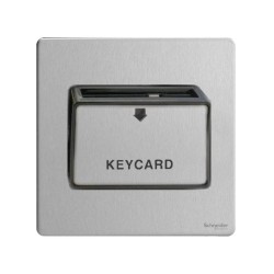 Screwless 32A Key Card Switch in Stainless Steel White Trim, Schneider Ultimate GU1412KWSS