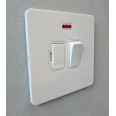 Screwless 13A Switched Spur with Neon Fused in White Metal Flat Plate White Insert, Schneider GU5411WPW