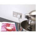 2 Gang 13A Switched Double Socket in Stainless Steel Flat Plate White Insert Schneider GU3220WSS