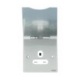 1 Gang 13A Unswitched Floor Socket in Stainless Steel Flat Plate White Trim, Schneider GU3251WSS