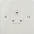1 Gang 5A Round Pin Socket in White Metal Flat Plate White Insert, Schneider Ultimate GU3280WPW