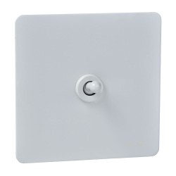 Screwless 1 Gang 2 Way 16AX Toggle Switch in White Metal Flat Plate Schneider Ultimate GU1412TPW