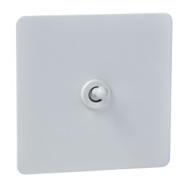 Screwless 1 Gang 2 Way 16AX Toggle Switch in White Metal Flat Plate Schneider Ultimate GU1412TPW