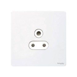 Screwless 1 Gang 5A Round Pin Socket in White Metal Flat Plate White Insert Schneider GU3480WPW