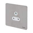 Screwless 1 Gang 5A Round Pin Socket in Stainless Steel Flat Plate White Insert Schneider GU3480WSS