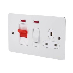 45A Cooker Control Unit with Neon in White Metal Flat Plate White Insert Schneider GU4201WPW