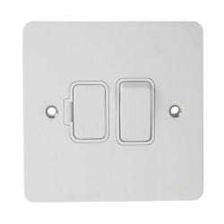 13A Switched Fused Connection Unit / Spur in White Metal Flat Plate White Insert Schneider GU5210WPW