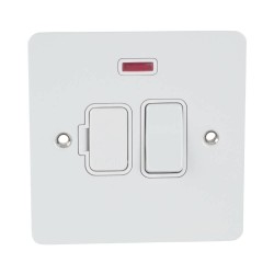 13A Switched Fused Spur with Neon in White Metal Flat Plate White Insert Schneider GU5211WPW