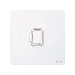 Screwless 13A Unswitched Fused Spur in White Metal Flat Plate White Insert, Schneider GU5400WPW