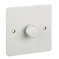 1 Gang 2 Way 60-400W Push Dimmer Switch in White Metal Flat Plate, Schneider GU6212CPW