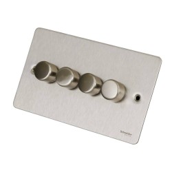 4 Gang 2 Way 40-250W Push Dimmer in Stainless Steel Flat Plate, Schneider Ultimate GU6242CSS