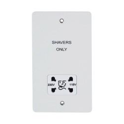 Dual Voltage Shaver Socket 115/230V in White Metal Flat Plate White Insert Schneider GU7290WPW