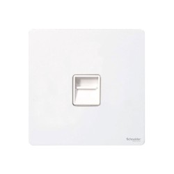 Screwless 1 Gang Master Telephone Socket in White Metal Flat Plate White Insert, Schneider GU7461WPW