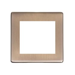 Screwless 1 Gang Euro Plate in Antique Brass for 2 Euro Modules Studio Range from Heritage Brass