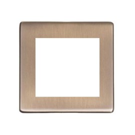 Screwless 1 Gang Euro Plate in Antique Brass for 2 Euro Modules Studio Range from Heritage Brass