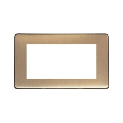 Screwless 2 Gang Euro Plate in Antique Brass for up to 4 Modules, Studio Range from Heritage Brass