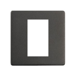 1 Module Euro Cover Plate in Matt Black Screwless with Black Trim, Mode Black